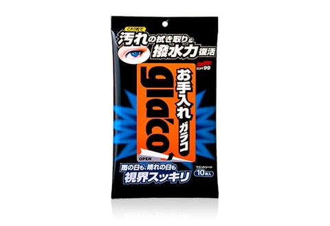 Khăn Vệ Sinh và Duy trì lớp Phủ Nano Kính xe Ô Tô - Glaco Glass Cleaning Wipe | Soft 99 - Made in Japan | G-34