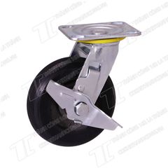 Bánh xe đẩy MKS 150 cao su gang BRK khóa 1