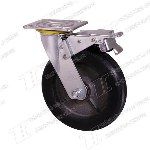 Bánh xe đẩy MKS 200 cao su gang BRK khóa 2