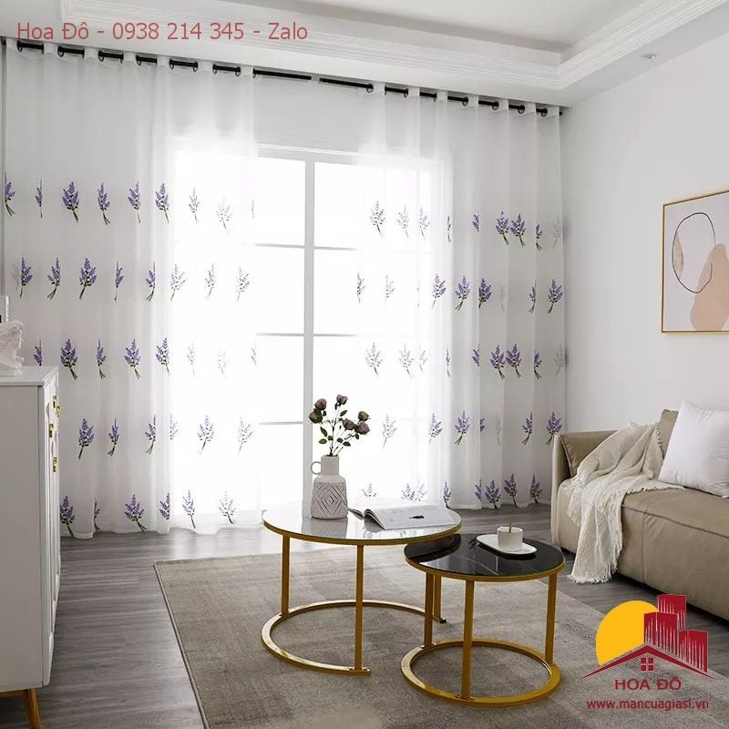 Rèm Voan Thêu Hoa Lavender