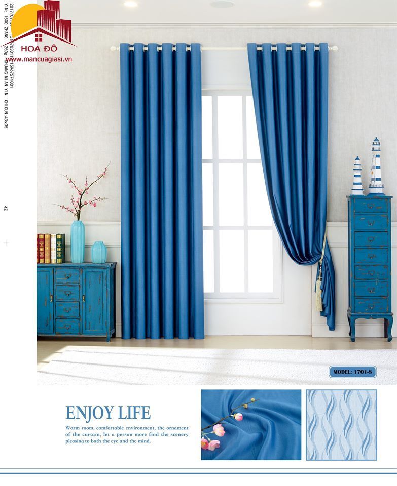 Vải may màn họa tiết vân nổi A1701-8