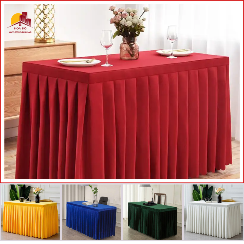 Khăn Trải Bàn Xếp Ly Vải Nhung