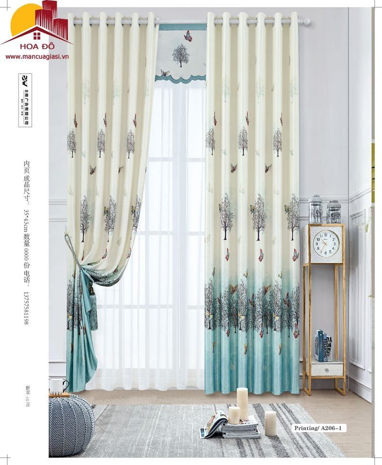 Vải may màn họa tiết A206-1