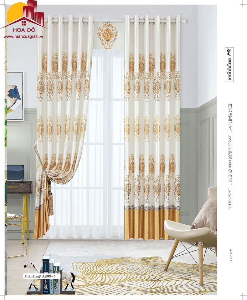 Vải may màn họa tiết A209-5