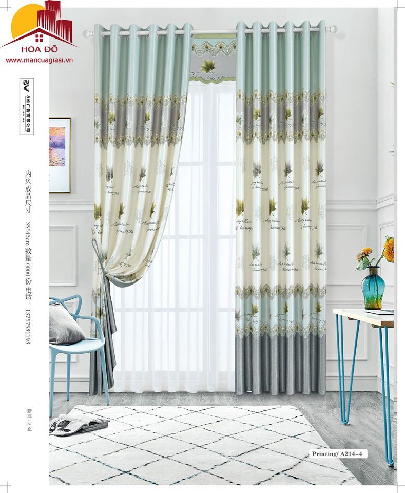 Vải may màn họa tiết A214-4