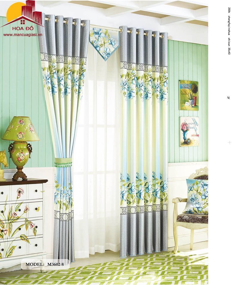 Vải may màn họa tiết M3602-8
