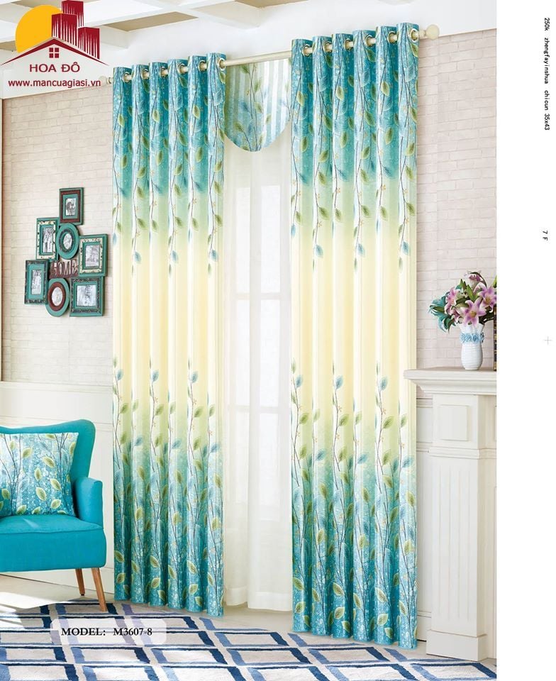 Vải may màn họa tiết M3607-8
