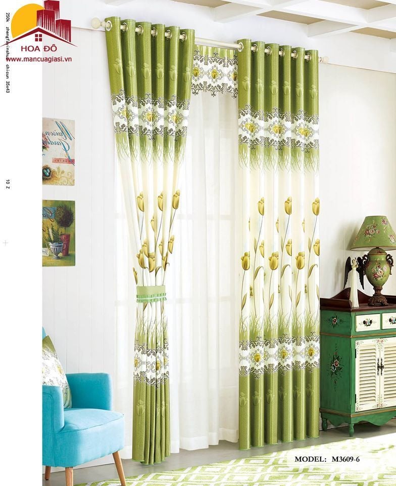 Vải may màn họa tiết M3609-6