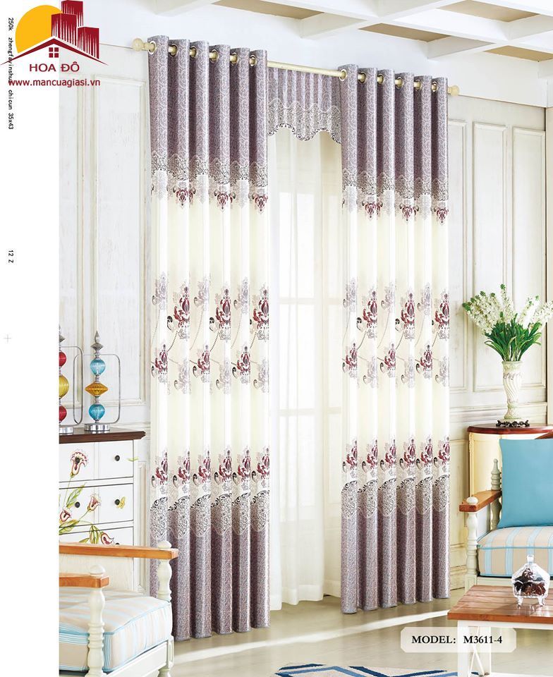 Vải may màn họa tiết M3611-4