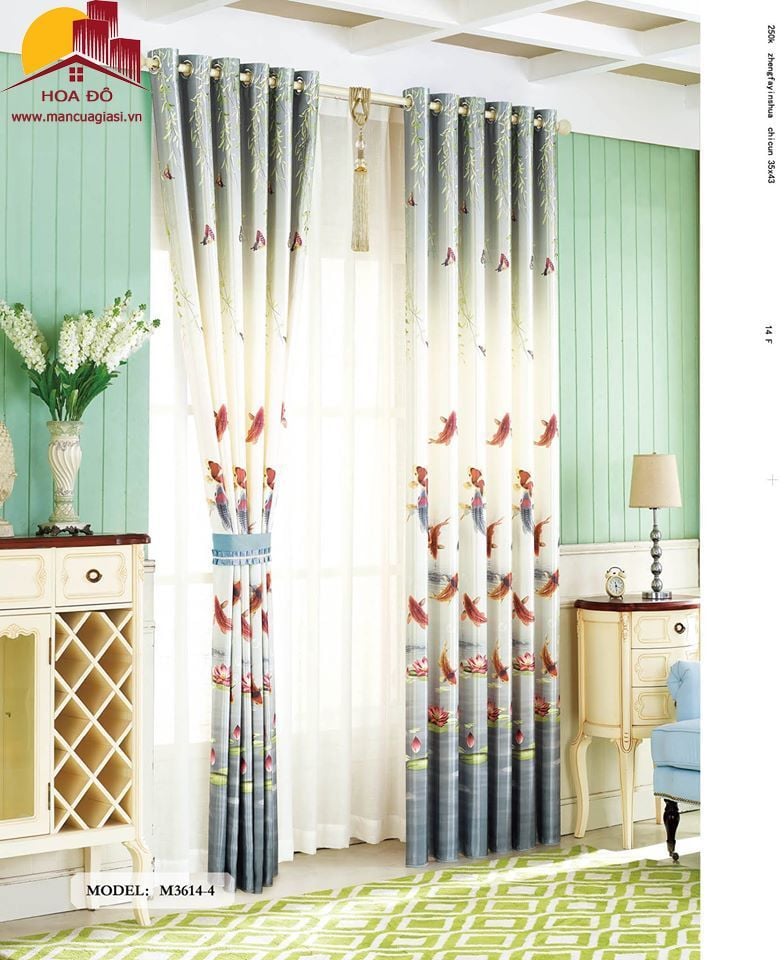 Vải may màn họa tiết M3614-4
