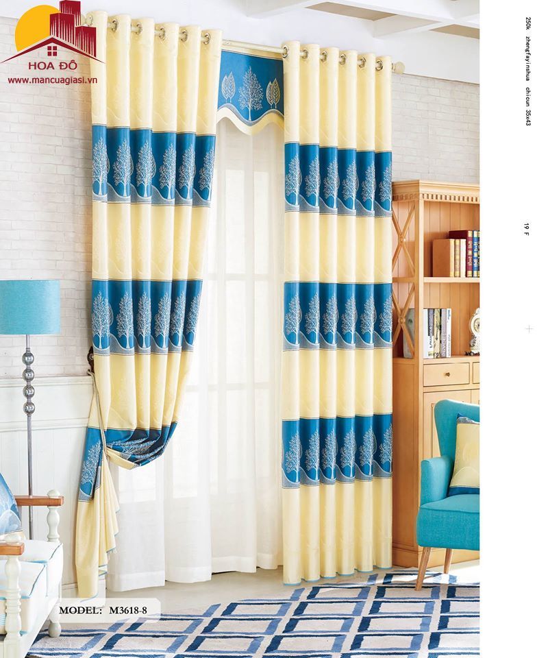 Vải may màn họa tiết M3618-8