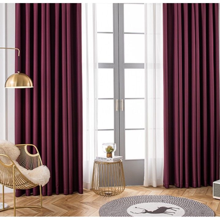 Màn Vải Chống Nắng Màu Đỏ Rượu