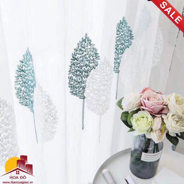 Rèm Voan Thêu Chiếc Lá 02