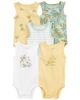 Set 5 bodysuit sát nách phối tông vàng hoạ tiết cây cọ 1O862110 Carter's