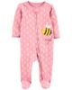 Sleepsuit cotton hồng thêu hình ong khoá kéo 2 đầu 1N666810 Carter's