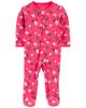 Sleepsuit cotton hồng chấm bi hoa khoá kéo 2 đầu 1N044710 Carter's