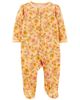 Sleepsuit cotton vàng phủ hoạ tiết hoa khoá kéo 2 đầu 1N666110 Carter's