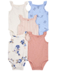 Set 5 bodysuit sát nách hoạ tiết hoa 1Q468110 Carter's