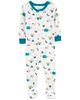 Sleepsuit cotton phôm ôm trắng xanh đĩa bay 1O582210 Carter's