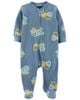 Sleepsuit cotton thermal xanh xe cẩu khoá kéo 2 đầu 1N670910 Carter's