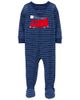 Sleepsuit cotton phôm ôm xanh xe cứu hoả 1O071210 Carter's