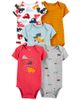 Set 5 bodysuit tay ngắn hình xe phối đỏ cam 1N690410 Carter's