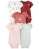 Set 5 bodysuit tay ngắn hoạ tiết chim hái hoa 1N680510 Carter's