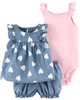 Set 3 món bodysuit kèm quần short 1H355210 Carter's