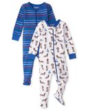 Set 2 bộ sleepsuit cotton phôm ôm xanh hoạ tiết chó thumbnail_1