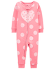 Sleepsuit cotton phôm ôm không chân hồng trái tim 1L689410 Carter's