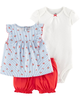 Set 3 món bodysuit kèm quần short 1H355510 Carter's