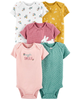 Set 5 bodysuit tay ngắn hình thỏ hồng vàng xanh 1J982110 Carter's