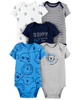 Set 5 bodysuit tay ngắn sư tử xanh xám 1K648510 Carter's