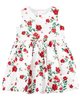 Đầm bé gái cao cấp trắng hoa đỏ 1M107410 Carter's