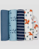 Set 4 khăn Swaddle phối cam xanh dương hình cáo thumbnail_1