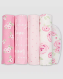 Set 4 khăn Swaddle phối hoa hồng thumbnail_1