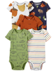 Set 5 bodysuit tay ngắn xanh nâu hoạ tiết gấu 1M101810 Carter's