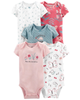 Set 5 bodysuit tay ngắn xanh hồng hình hoa bướm 1L766810 Carter's