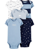 Set 5 bodysuit tay ngắn xanh navy sọc cutie 1J280710 Carter's