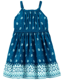 Đầm hai dây bé gái cotton xanh hoạ tiết bi thumbnail_2