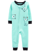 Sleepsuit cotton phôm ôm không chân xanh hình gấu 1L808710 Carter's