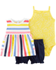 Set 3 món bodysuit kèm quần short 16504210 Carter's