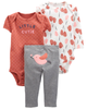 Set 3 món bodysuit kèm quần mông thú thêu hình chim 1L762710 Carter's