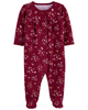 Sleepsuit cotton thermal đỏ hoa chấm bi cài nút 1J078910 Carter's