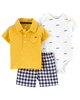 Set 3 món áo polo vàng kèm quần short kaki 1K444710 Carter's