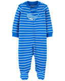 Sleepsuit cotton cá voi xanh dương khoá kéo 2 đầu thumbnail_1