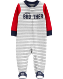 Sleepsuit cotton đỏ xám Little Brother khoá kéo 2 đầu thumbnail_1