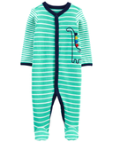 Sleepsuit cotton xanh thêu khủng long cài nút thumbnail_1