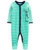 Sleepsuit cotton xanh thêu khủng long cài nút 1J934110 Carter's