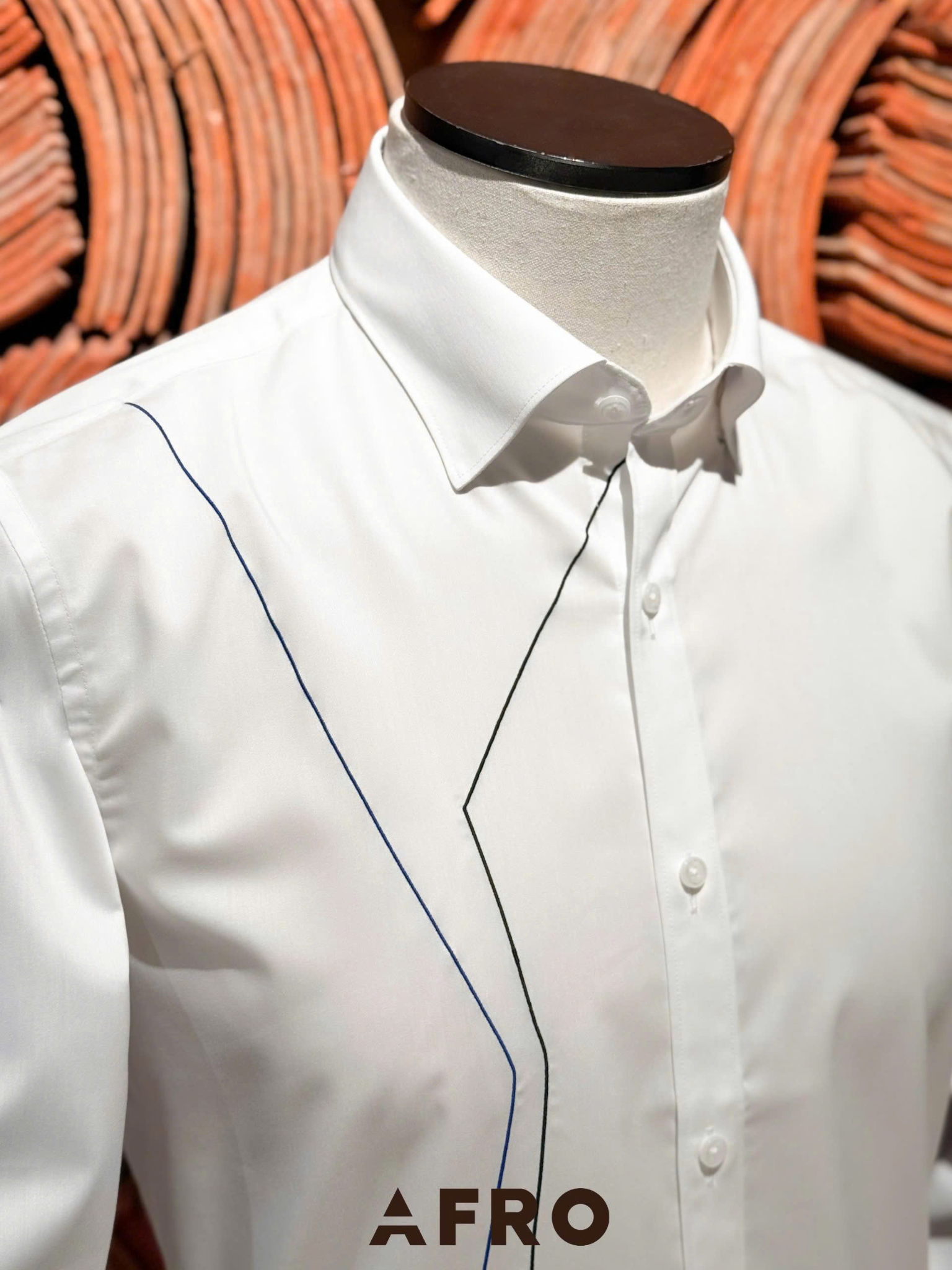 Sơmi trắng chống nhăn pha kẻ Hàn Quốc - 11275 - White